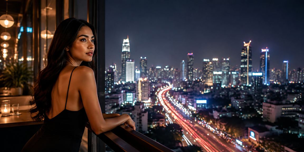 Perempuan Vietnam menikmati kopi sambil menggunakan ponsel di kafe yang nyaman