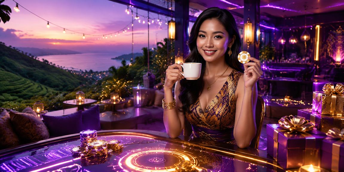Layar taruhan casino dengan latar kafe Vietnam yang hangat dan penuh nuansa lokal