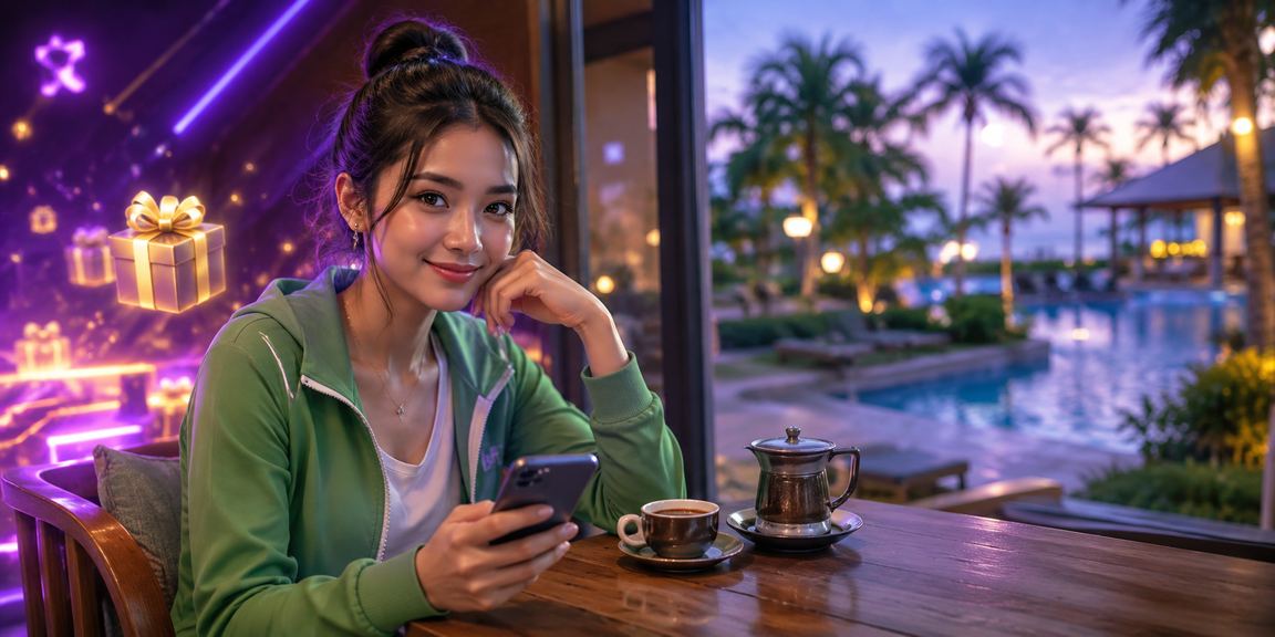 Tampilan layar betting casino dengan suasana kafe Vietnam yang hangat dan modern