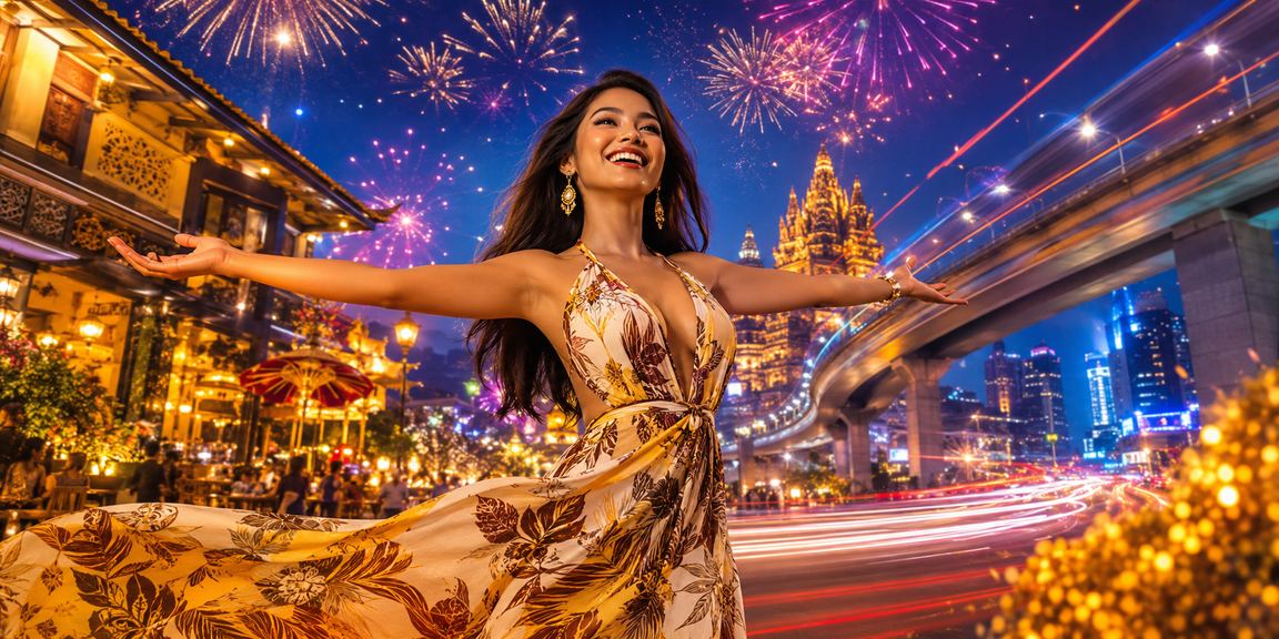 Pengguna mengakses promosi taruhan olahraga dari ponsel di malam hari pasar malam Indonesia